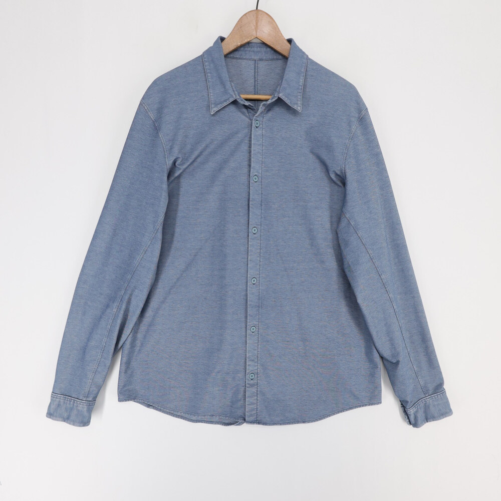 Lululemon Button Up Shirt Mens XL Blue Heather Long Sleeve Stretch Casual